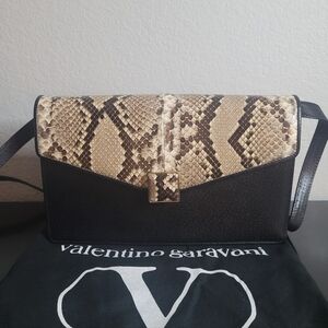 Valentino Garavani  vintage Python- Trimmed  crossbody bag
